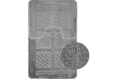 САНАКС 00284 CLASSIC UNI КВАДРАТЫ Коврик в ванную двойной СЕРЫЙ 55х90+45х55 см 100% полиэстер