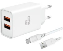 AKSBERRY (6900203230010) T38 2 USB 2.4A + MicroUSB белый