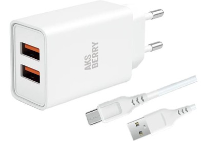 AKSBERRY (6900203230010) T38 2 USB 2.4A + MicroUSB белый