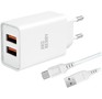 AKSBERRY (6900203230010) T38 2 USB 2.4A + MicroUSB белый