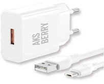 AKSBERRY (6972969383071) T42 QC3.0 + кабель MicroUSB, белый