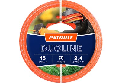 PATRIOT 805401161 D 2,4 мм L 15 м (скрученный квадрат, двухцветная)