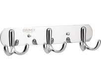 BRIMIX 513 Крючок для полотенца на планке 3шт, двойные, нержавеющая сталь, хромированная