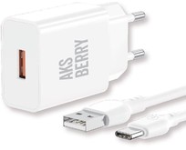 AKSBERRY (6972969383088) T42 QC3.0 + кабель Type C (белый)