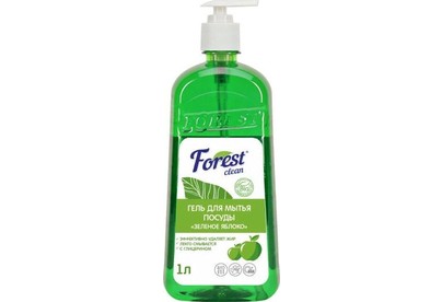 FOREST CLEAN Гель для мытья посуды Зеленое яблоко 1 л