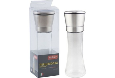 MALLONY Перцемолка ручная PICCANTE, рр 6,5*19 см, стекло, нерж сталь (003593)