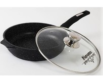 МЕЧТА С24802 Гранит black 24см несъемная ручка стеклянная крышка