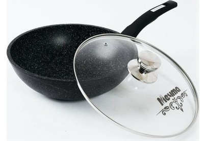 МЕЧТА С78802 Гранит black 28см несъемная ручка стеклянная крышка