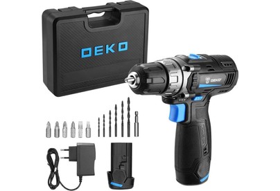 DEKO DKCD12V PRO в кейсе + оснастка 13 шт, 12В, 2х2.0Ач 0831007