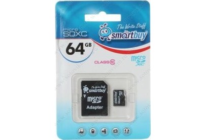 SMARTBUY (SB64GBSDCL1001) MicroSDXC 64GB Class10 UHS1 + адаптер