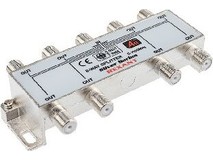 REXANT (056105) ДЕЛИТЕЛЬ ТВ Х 8 + 9ШТ. F BOX 51000 МГЦ SILVER
