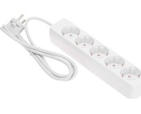 PROCONNECT (134211) 5 ГНЕЗД, 1,5М, 3Х0,75 ММ2, С/З, БЕЛЫЙ
