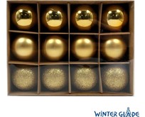 WINTER GLADE Набор ёлочных шаров пластик, 6 см, 12 шт, золотой микс, 6012G001