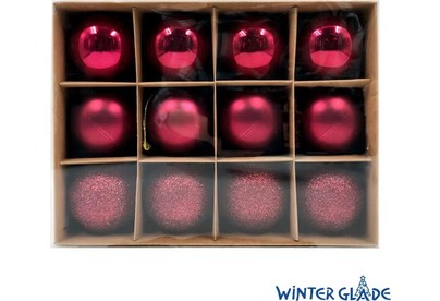 WINTER GLADE Набор ёлочных шаров пластик, 6 см, 12 шт, красный микс, 6012G003