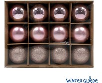 WINTER GLADE Набор ёлочных шаров пластик, 6 см, 12 шт, розовый микс, 6012G006