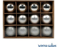 WINTER GLADE Набор ёлочных шаров пластик, 6 см, 12 шт, серебряный микс, 6012G002
