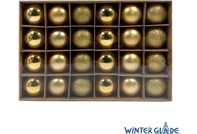 WINTER GLADE Набор ёлочных шаров пластик, 6 см, 24 шт, золотой микс, 6024G001