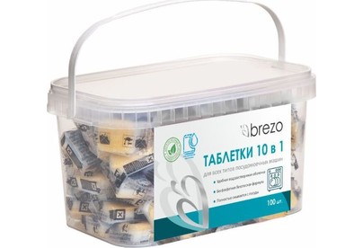 BREZO Таблетки ALL IN 1 безфосфатные для посудомоечной машины, 100 шт