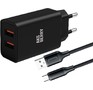 AKSBERRY (6900209220015) T38 2 USB 2.4A + кабель MicroUSB, черный
