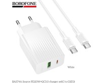 BOROFONE (6941991122804) BAS74Aaa 1USB+1TypeC 3.0A QC3.0 PD20W для TypeC TypeC White